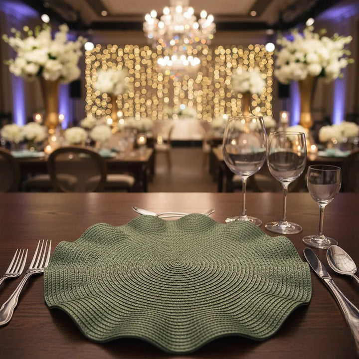 set de table vert ondulé