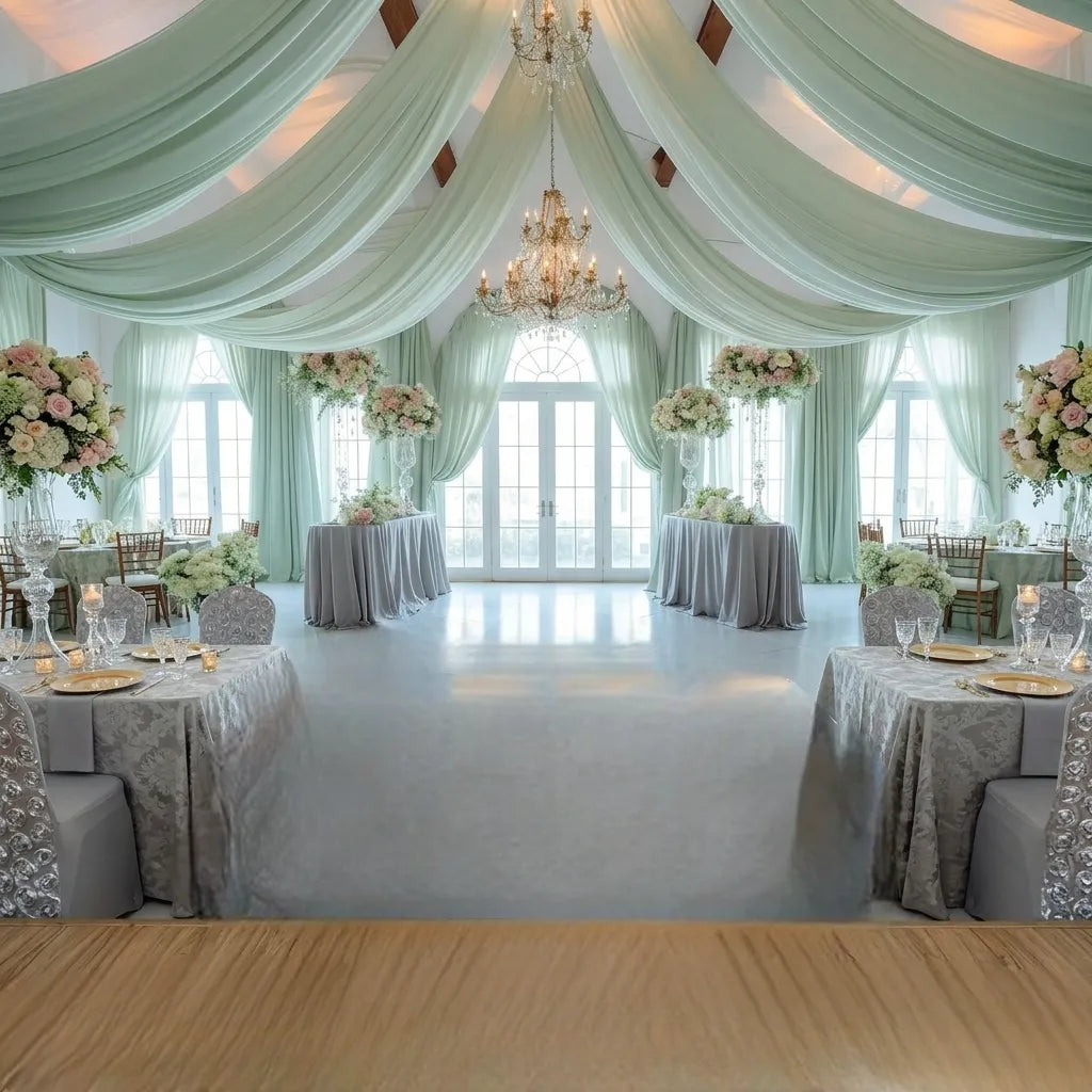 tenture mariage vert chic